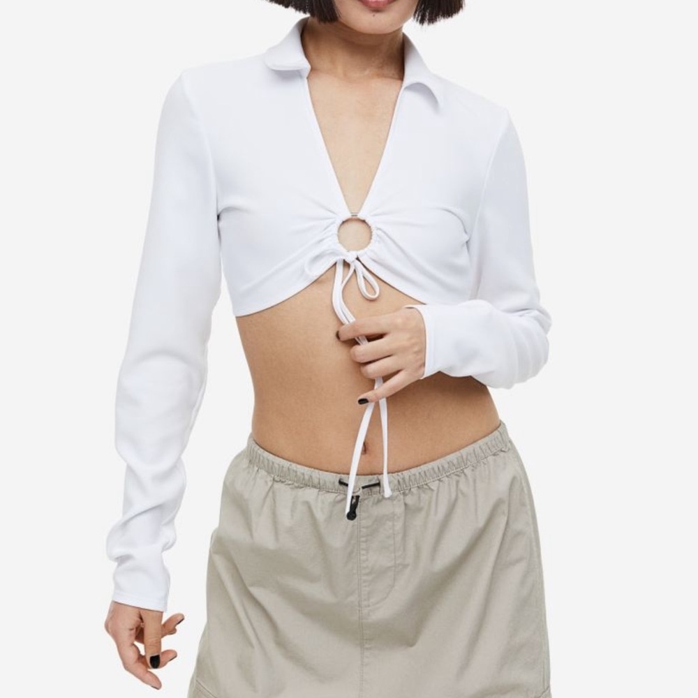 White collared crop top